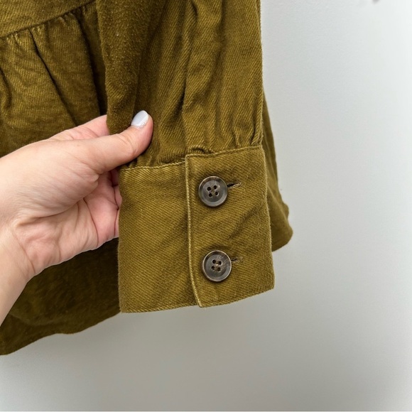 Madewell Olive Flannel Peplum Button Up Blouse - Picture 7 of 7